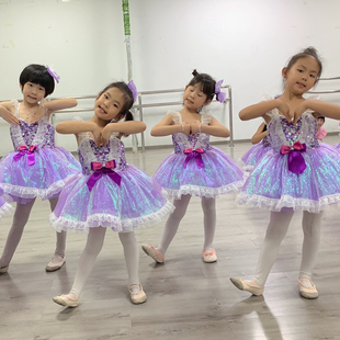 六一儿童演出服蓬蓬裙幼儿亮片，纱裙舞蹈服可爱女紫色，公主裙表演服