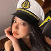 女帽海军帽空姐帽刺绣，制服平顶水手白色帽演出cospalay
