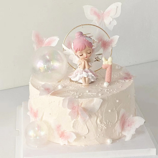 网红贝拉公主蛋糕装饰 天使娃娃 仙女宝贝可爱芭蕾舞女孩生日摆件