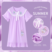 儿童睡衣短袖夏季母女睡裙女童，中大童小女孩，夏天公主风网红连衣裙