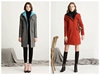 玛丝菲尔素假2件羊毛针织宽松大衣外套中长款44码铁锈红色拼深蓝