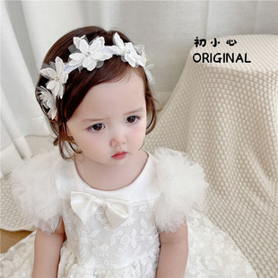 韩国婴幼儿公主头饰女宝宝时尚，花朵满月发饰女婴，百日头花婴儿发带