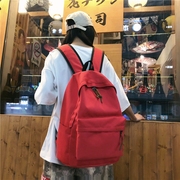 简约百搭双肩包红色(包红色，)大容量大学生时尚，书包女韩版高中背包男旅行包