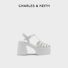 CHARLES&KEITH夏季女鞋CK1-80920025简约粗跟厚底罗马凉鞋女
