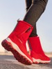 东北哈尔滨雪地靴女士短筒冬季红色高帮加绒加厚棉鞋短