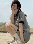 韩版学生运动服套装女夏季宽松显瘦时尚洋气学院风跑步休闲两件套