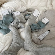 纯欲软糯灰~毛茸茸温暖冬天厚实加厚兔毛保暖袜子中筒毛线堆堆袜