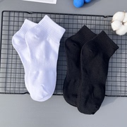 5双装夏季短袜男袜子纯棉薄款黑白纯色ins潮牌百搭篮球男士中筒袜