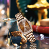 瑞士满钻欧美复古女士手表，镶钻方形钢带女表简约水钻时装表