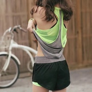 性感网纱工字型运动背心女长款跑步健身速干宽松无袖罩衫上衣夏季