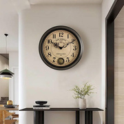 欧式时钟家用复古钟表简约客厅，玄关挂钟挂墙轻奢美式装饰圆形静音