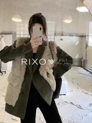 RIXO EXIT法式皮毛一体外套冬加厚质感设计感2023羊羔毛大衣