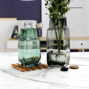 欧式复古原色方形彩色玻璃花瓶水培花器创意现代家居装饰工艺摆件