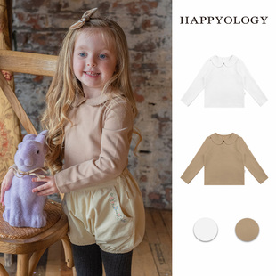 happyology英国儿童娃娃领女童打底衫英伦，针织t恤长袖上衣