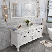 卫浴美式浴室柜组合橡木落地式洗脸洗漱台盆智能镜轻奢实木卫生间