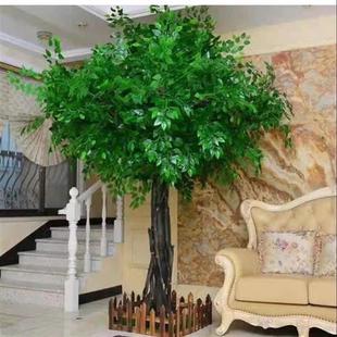 促假树仿真树大型室内装饰实木客厅酒店发财树绿植物盆栽许愿树新