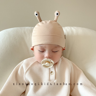 婴儿帽子春秋季纯棉新生儿男女宝宝初生0-3-6个月婴幼儿套头胎帽