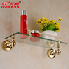 定制卫浴用品欧式全铜镀金色，单层玻璃化妆台置物架浴室挂件配件