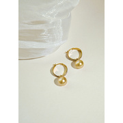 南洋珍珠18k金珍珠(金珍珠，)耳环镶钻高级奢华老店送礼物送长辈