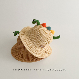 儿童遮阳帽大帽檐夏天男童，防晒帽子沙滩，女宝宝渔夫帽可爱超萌草帽