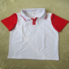 夏季短袖t恤儿童polo衫中小学生校服红色白边t恤领棉质透气校服