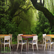 3d立体视觉延伸墙纸客厅餐厅卧室电视背景墙布森林植物大自然壁纸