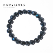 luckylotus黑月光石，拉长石蓝光手链，男女手串个性简约潮流