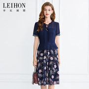 LEIHON/李红国际商场同款大牌印花时尚拼接设计A版显瘦舒适连衣裙