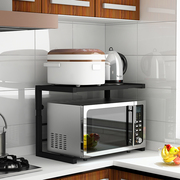 白色厨房置物架伸缩可调节高度，二层双层微波炉，烤箱架桌面收纳柜子