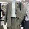 欧洲站2024秋季气质西装外套女宽松韩版长袖小西服上衣阔腿裤两件