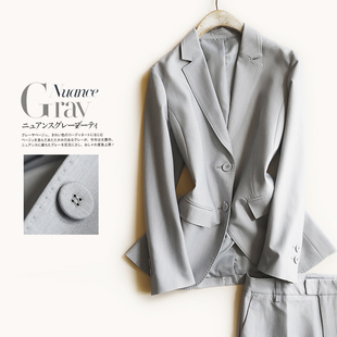 高定通勤系列精炼高级感包布两粒扣灰色，修身西服套装女春