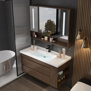 新中式实木陶瓷盆浴室柜智能，镜柜组合卫生间洗手池，洗脸盆柜洗漱台