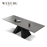 意式进口伸缩岩板餐桌现代简约轻奢家用中小户型多功能餐桌椅组合