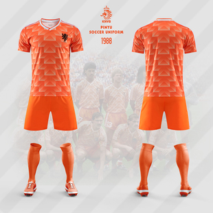 1988荷兰队复古球衣定制足球，服套装男女，儿童比赛运动训练队服印字