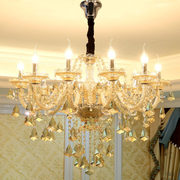 客厅水晶灯卧室吊灯简约干邑色玻璃吊灯欧式奢华酒店餐厅蜡烛灯具