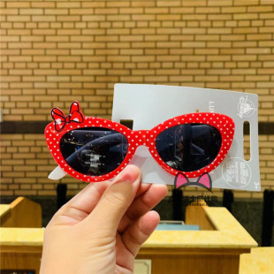 上海迪士尼乐园国内米妮红色波点蝴蝶结眼镜儿童卡通太阳镜