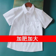 男童短袖白衬衫纯棉尖领袋儿童，表演服夏季中大童，学生校服蓝色衬衣