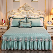 公主风蕾丝夹棉床裙三件套1.5米1.8m床防滑加厚床单床套欧式床罩