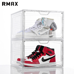 rmax鞋盒aj亚克力球鞋，透明收纳盒子磁吸侧开展示塑料宿舍神器鞋柜