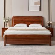 乌金木纯实木床现代中式简约卧室，家具主卧双人床家用高箱储物床