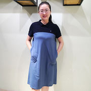 韫YUN2020夏女装显瘦减龄A字拼色针织连衣裙女大码短袖polo裙