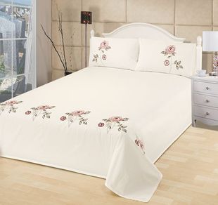 外贸原单纯棉全棉双人床1.5米1.8米2米床用绣花床单枕套三件套