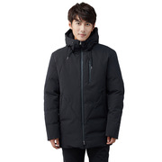 冬季中长款韩版修身连帽棉服棉袄加厚外套，棉衣男黑色