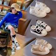 儿童皮面小白鞋2024年春季男童时尚运动鞋韩版女童贝壳头板鞋