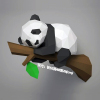 休憩的小熊猫中式创意特色可爱萌墙壁立体墙饰装饰壁挂纸艺模型