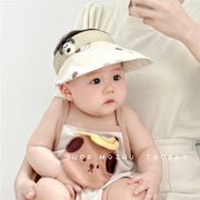 婴儿空顶帽夏季薄款大檐防紫外线宝宝，帽子可爱超萌男女儿童太阳帽