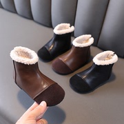儿童雪地靴2023冬季女童纯色，加绒短筒加厚可爱低帮公主靴棉靴