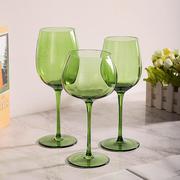 中古插棱绿色红酒杯水晶玻璃高脚杯家用葡萄酒杯香槟杯威士忌杯子