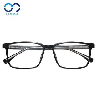 透明板材眼睛框镜架，男近视眼镜大脸方形舒适眼镜，变色防蓝光67044