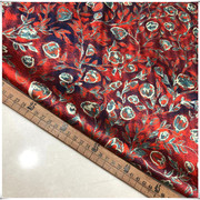 暗红植物花朵桑蚕丝真丝布料喷绘印花19姆米弹力缎服装丝绸面料宽